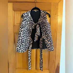 Leopard Print Tie-Front Vest